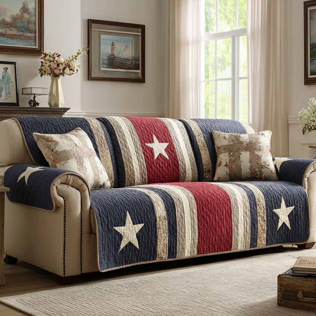 Prairie Stars Quilted Sofa Cover Slipcover Couch Covers Creative Mother's Day Gifts - Tradiviet