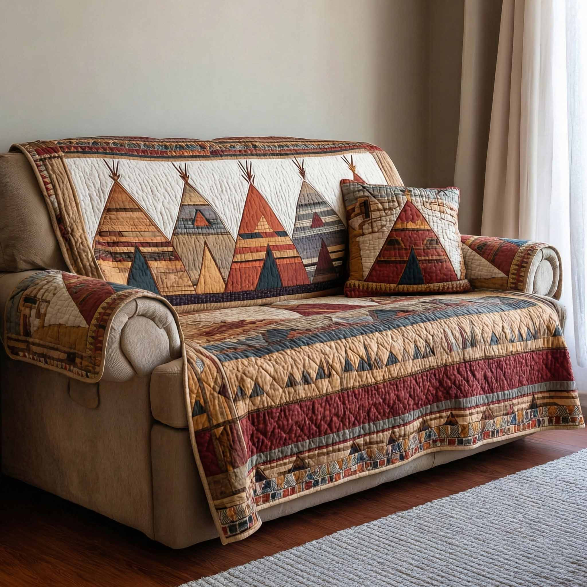Prairie Trails Quilted Sofa Cover Couch And Loveseat Covers Native American Gift Ideas - Tradiviet