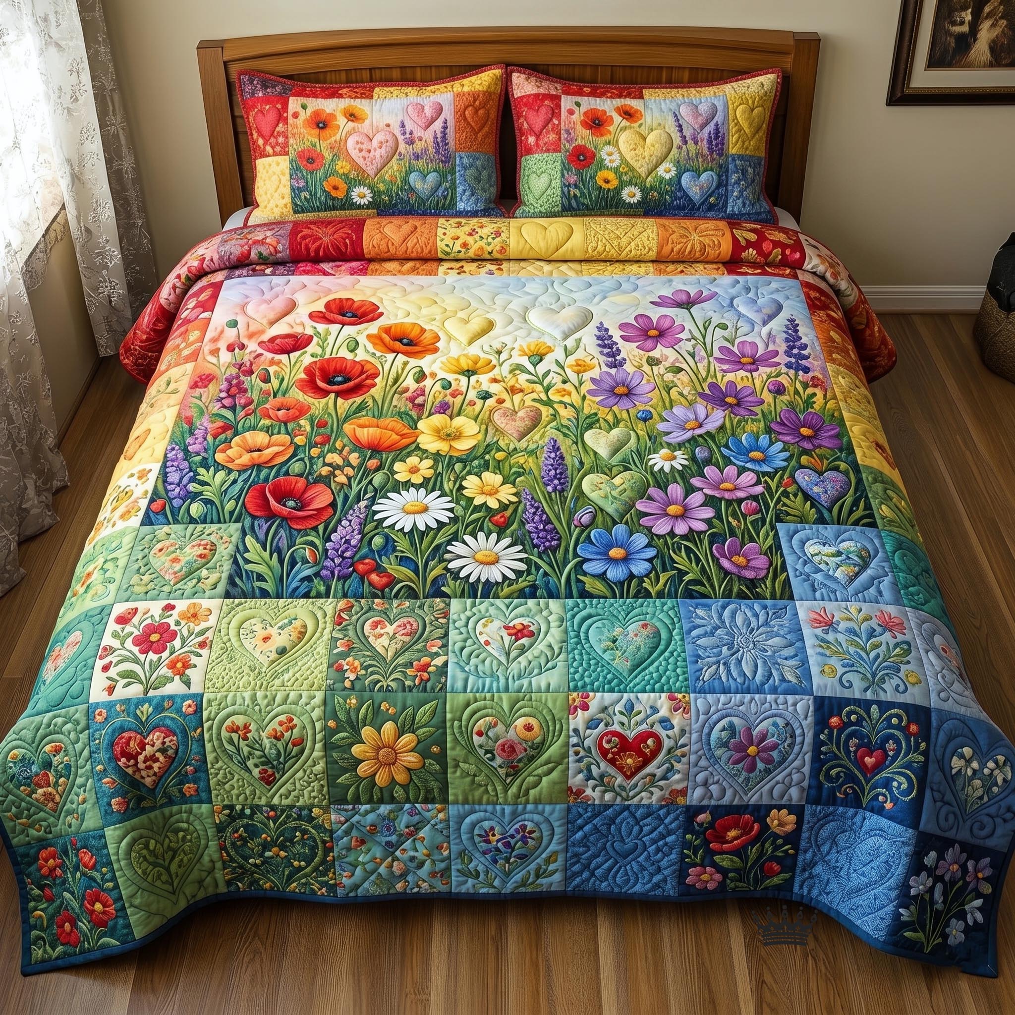 Pride Heart Quilted Bedding Set Pride Heart Bright Gift For Pride Heart - Tradiviet