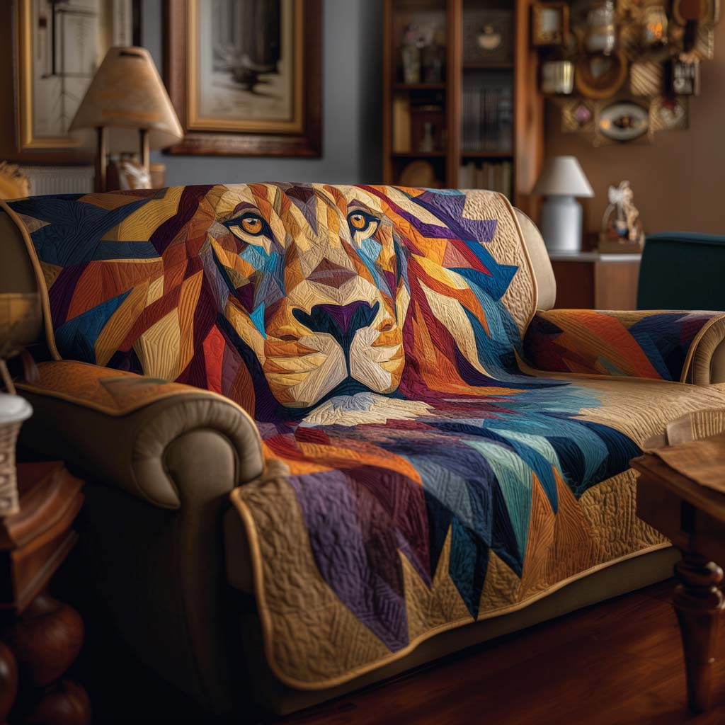 Pride King Quilted Sofa Cover Best Couch Covers Lion Lover Gifts - Tradiviet