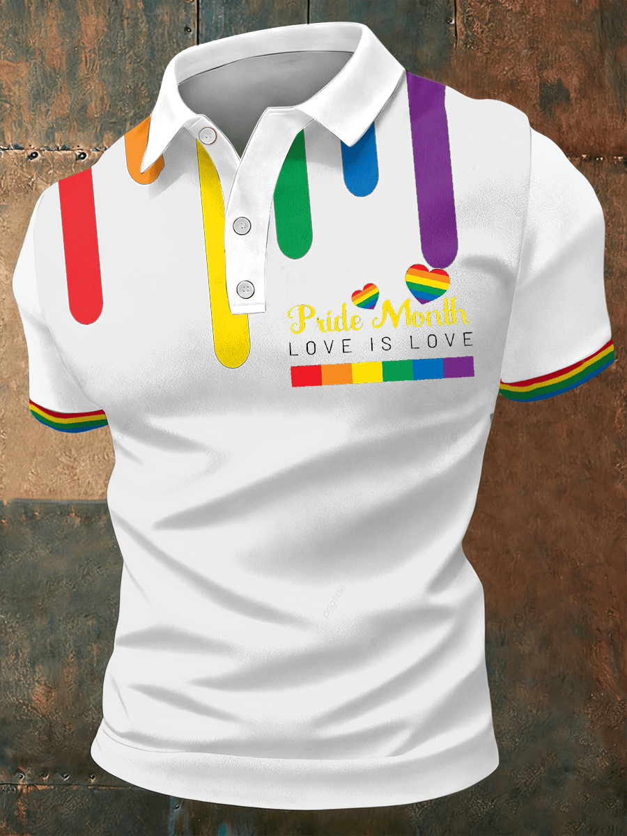 Pride Month Love Is Love Rainbow Heart Polo Shirt Pride Merch Gift For Friends - Tradiviet - Image 2