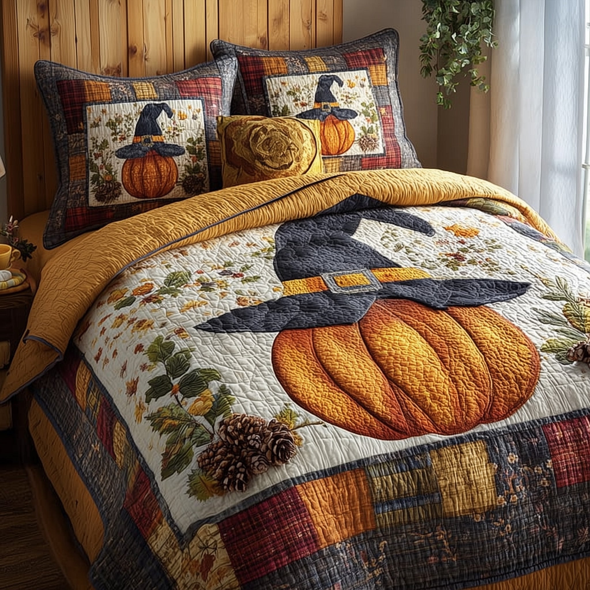 Pumpkin Charm Quilted Bedding Set Pumpkin Charm Celebration Gift For Pumpkin Charm - Tradiviet
