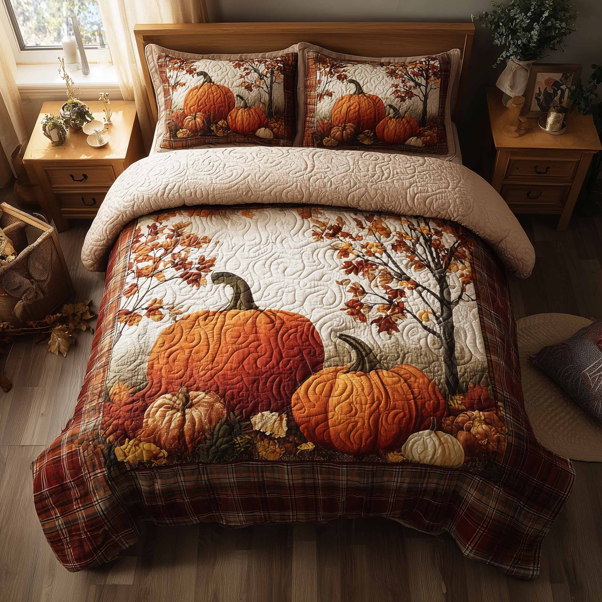 Pumpkin Heaven Quilted Bedding Set Pumpkin Heaven Dream Gift For Pumpkin Friends - Tradiviet
