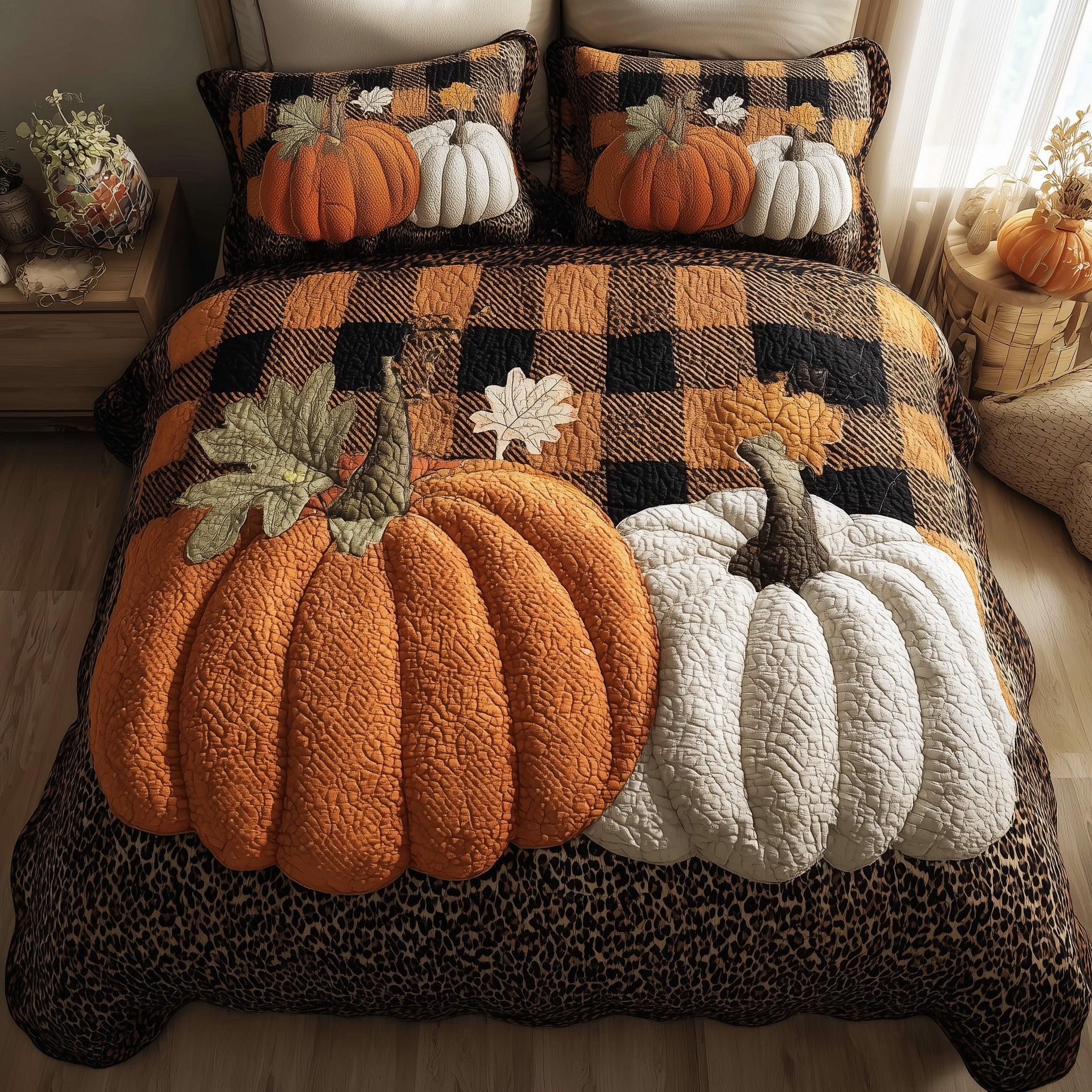 Pumpkin Heaven Quilted Bedding Set Pumpkin Heaven Vista Gift For Pumpkin Husband - Tradiviet