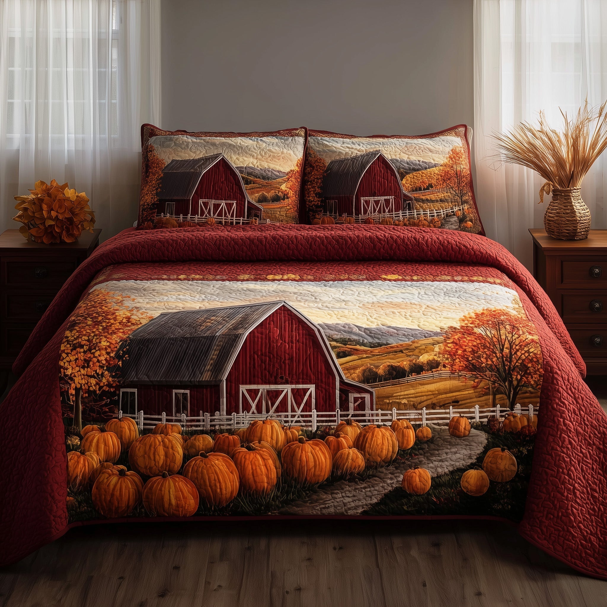 Pumpkin House Quilted Bedding Set Pumpkin House Design Gift For Pumpkin House - Tradiviet