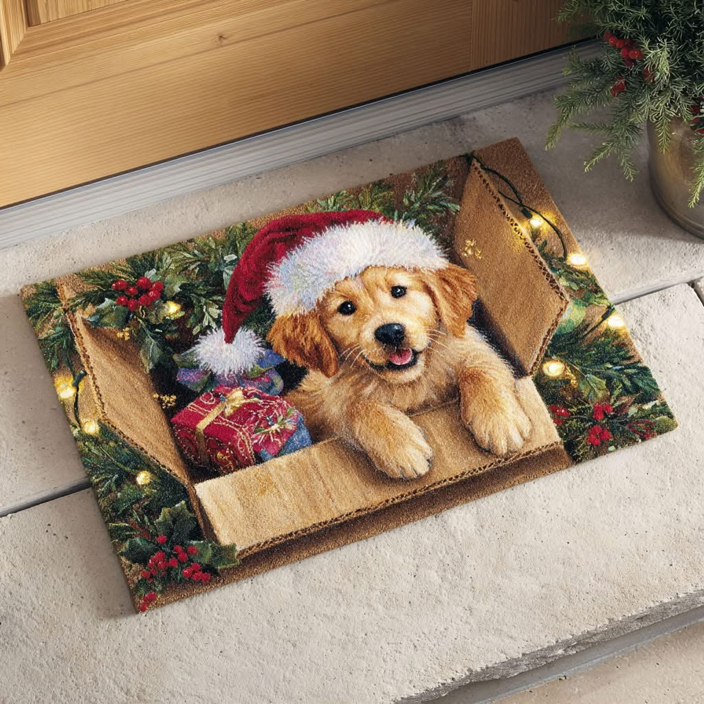 Puppy Christmas Doormat Cute Animal Doormat Holiday Decoration Gifts For Dog Lovers - Tradiviet
