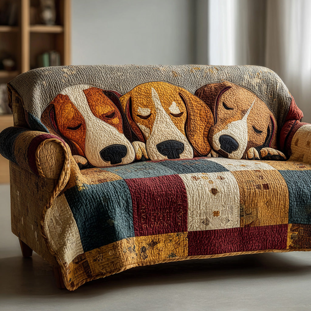 Puppy Dreams Quilted Sofa Cover Soft Room Decor Present For House Lovers - Tradiviet