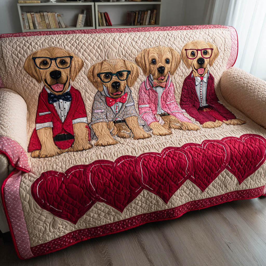 Puppy Hearts Quilted Sofa Cover Indoor Decoration Great Dog Christmas Gifts - Tradiviet