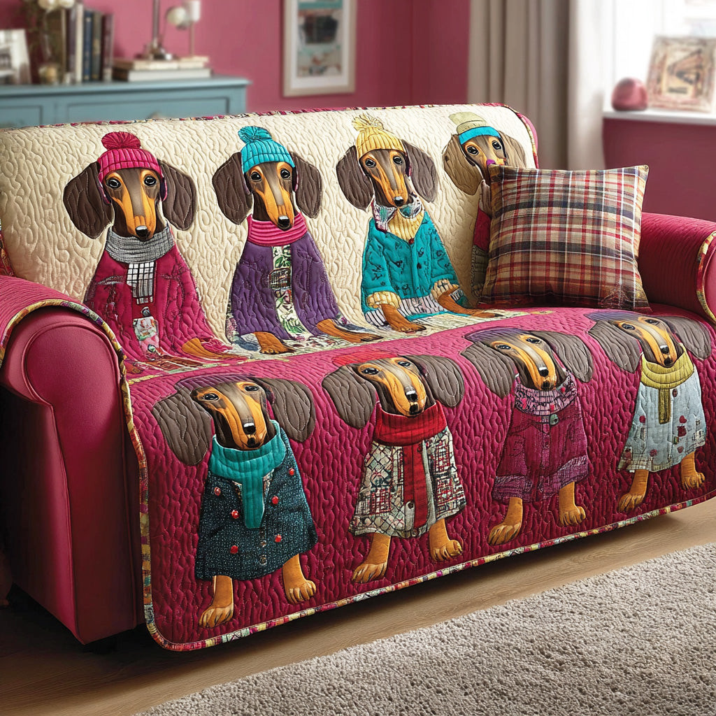Puppy Valentine Quilted Sofa Cover Living Room Decor Great Gifts For Dog Lovers - Tradiviet