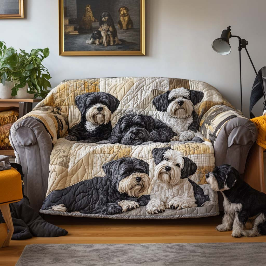 Puppy Whiskers Quilted Sofa Cover Christmas Couch Cover Christmas Gifts - Tradiviet