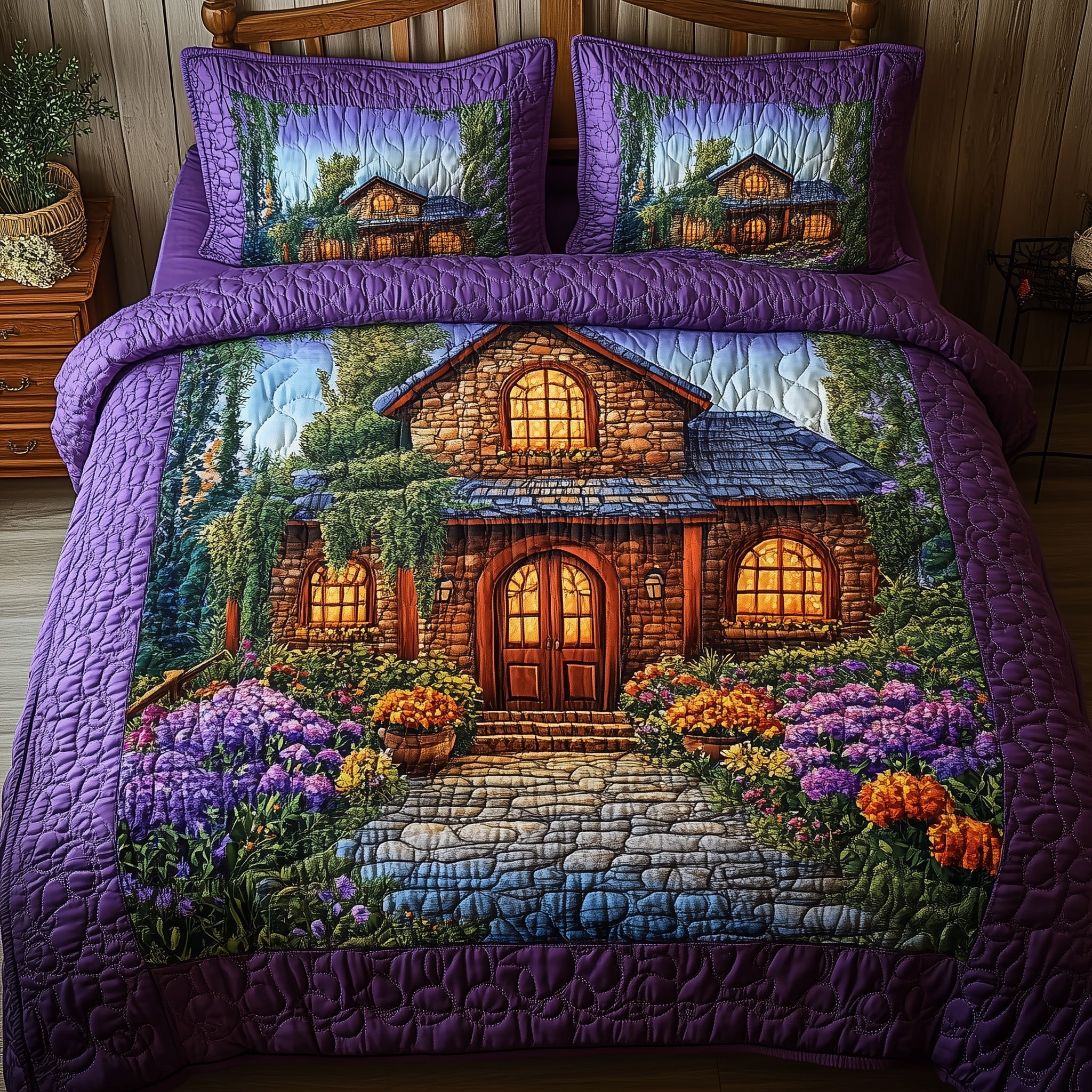 Purple Harmony Quilted Bedding Set Purple Harmony Dream Gift For Purple Harmony - Tradiviet