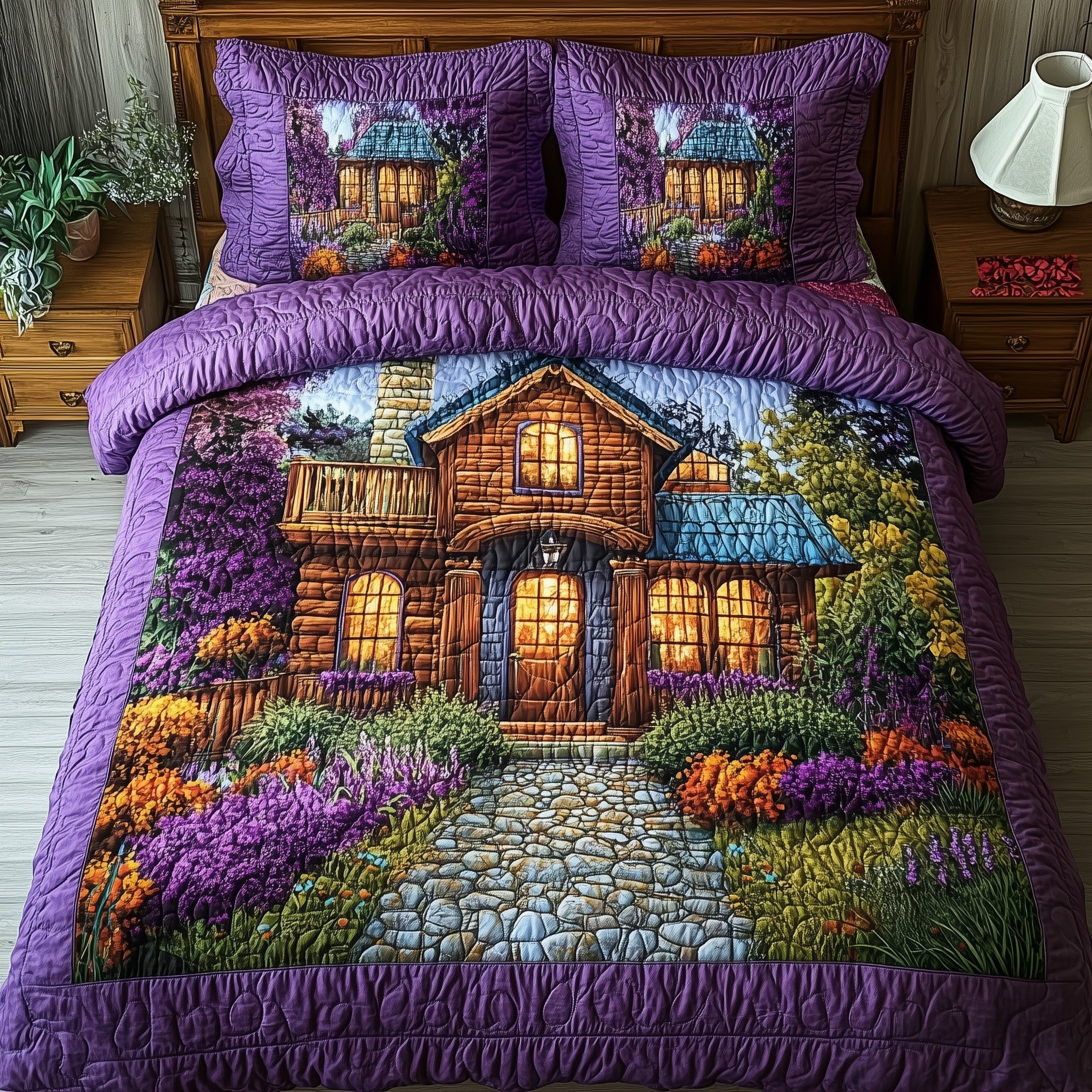 Purple Harmony Quilted Bedding Set Purple Harmony Memory Gift For Purple - Tradiviet