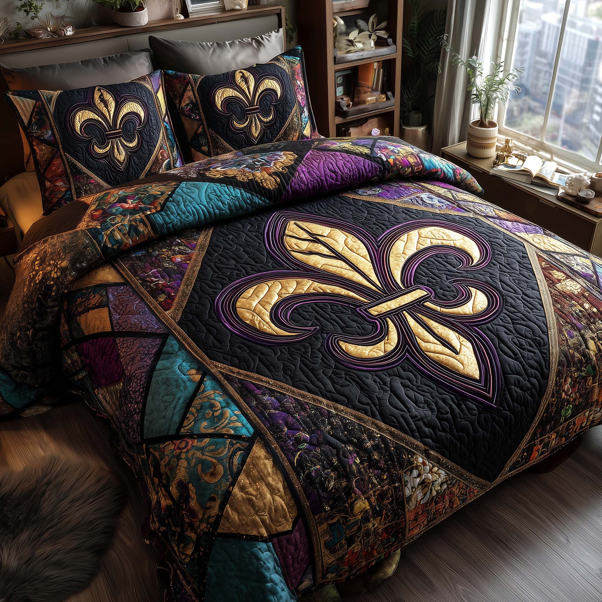 Purple Revelry Quilted Bedding Set Purple Revelry Bright Gift For Purple Revelry - Tradiviet