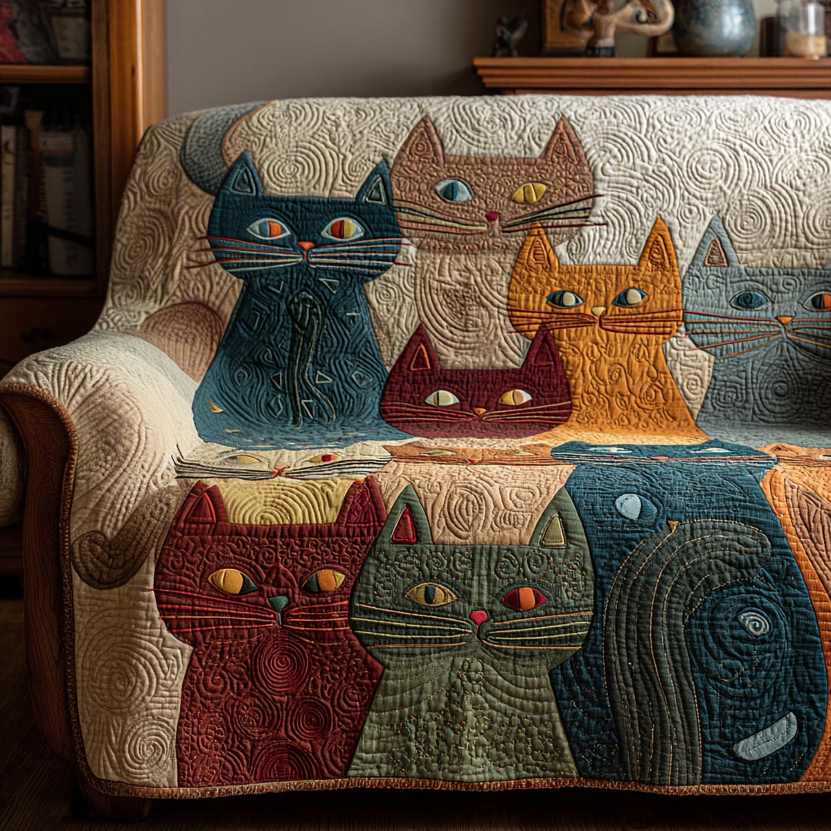 Quiet Cats Quilted Sofa Cover Stylish Home Room Decor Gift Ideas For Cats - Tradiviet