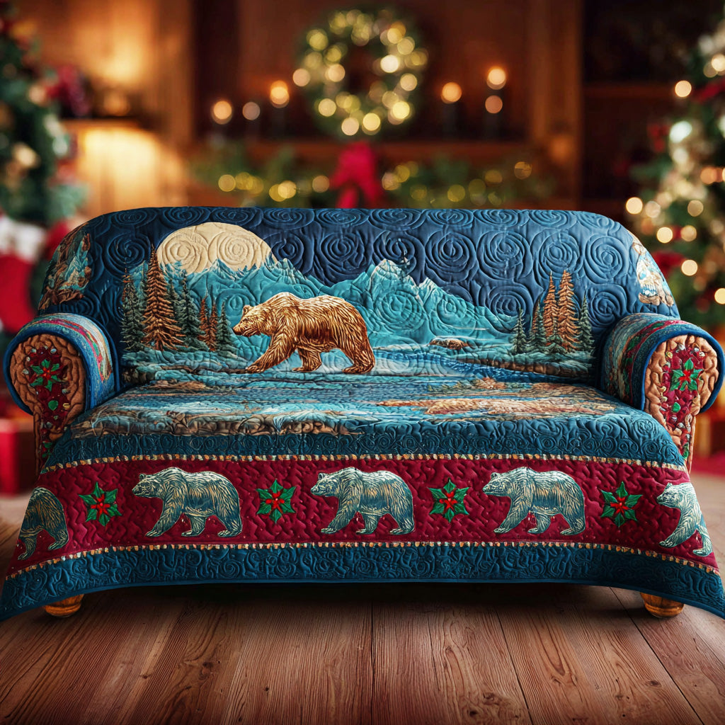 Quiet Mountain Bear Quilted Sofa Cover Cute Home Room Decor Awesome Bear Lover Presents - Tradiviet