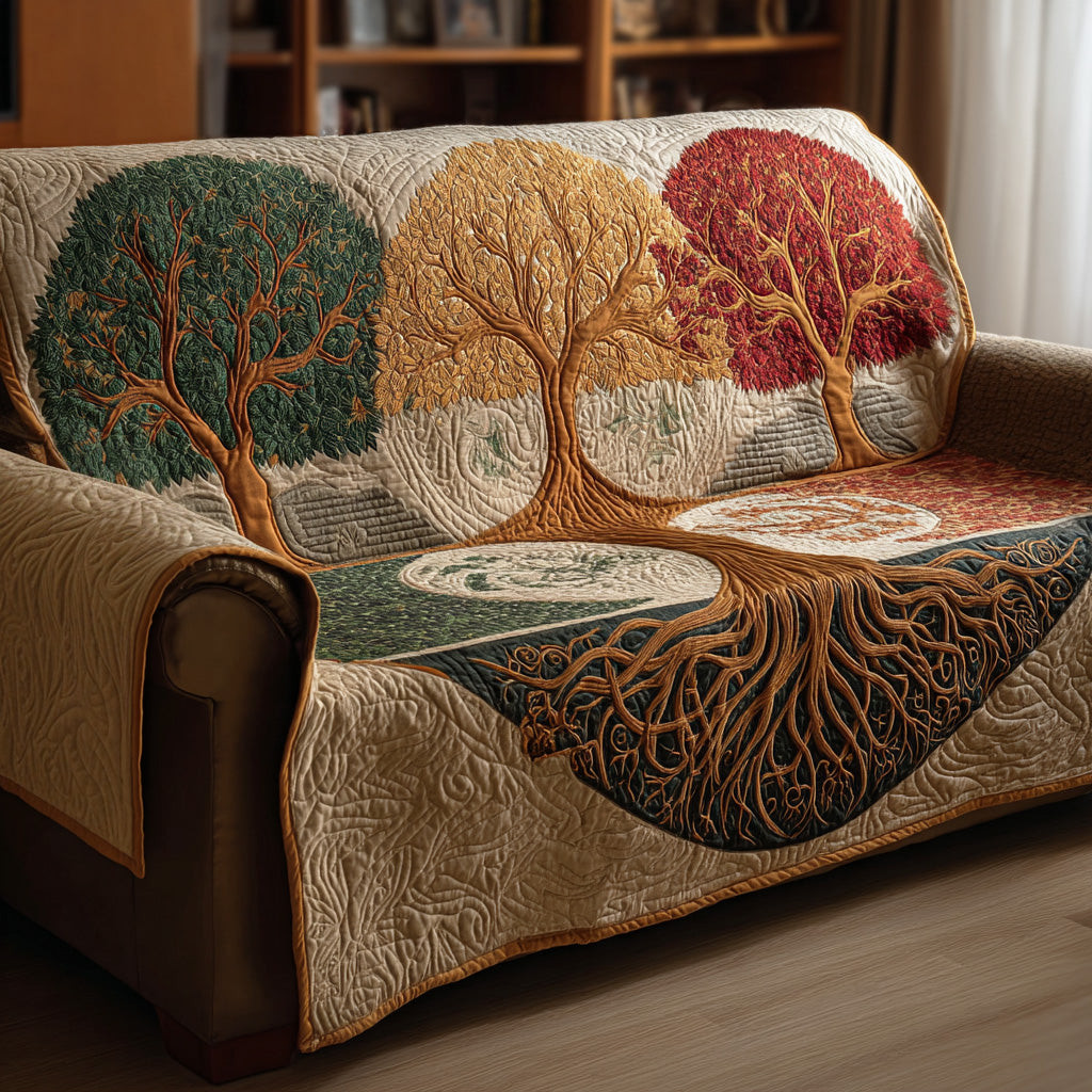 Quiet Roots Quilted Sofa Cover Furniture Covers Tree Of Life Gifts For Him - Tradiviet