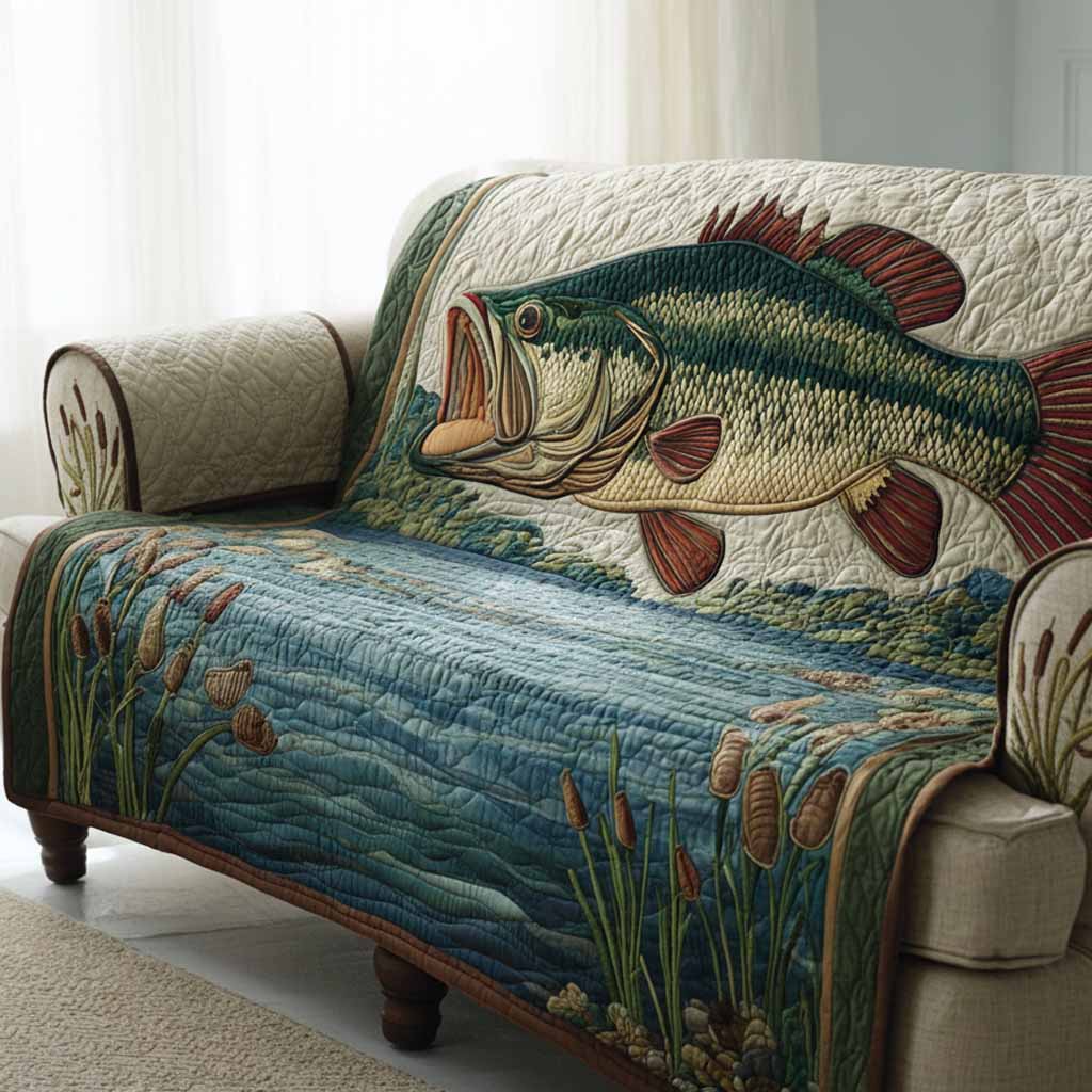 Quiet Waters Quilted Sofa Cover Elegant Room Decor Room Gift For Him - Tradiviet