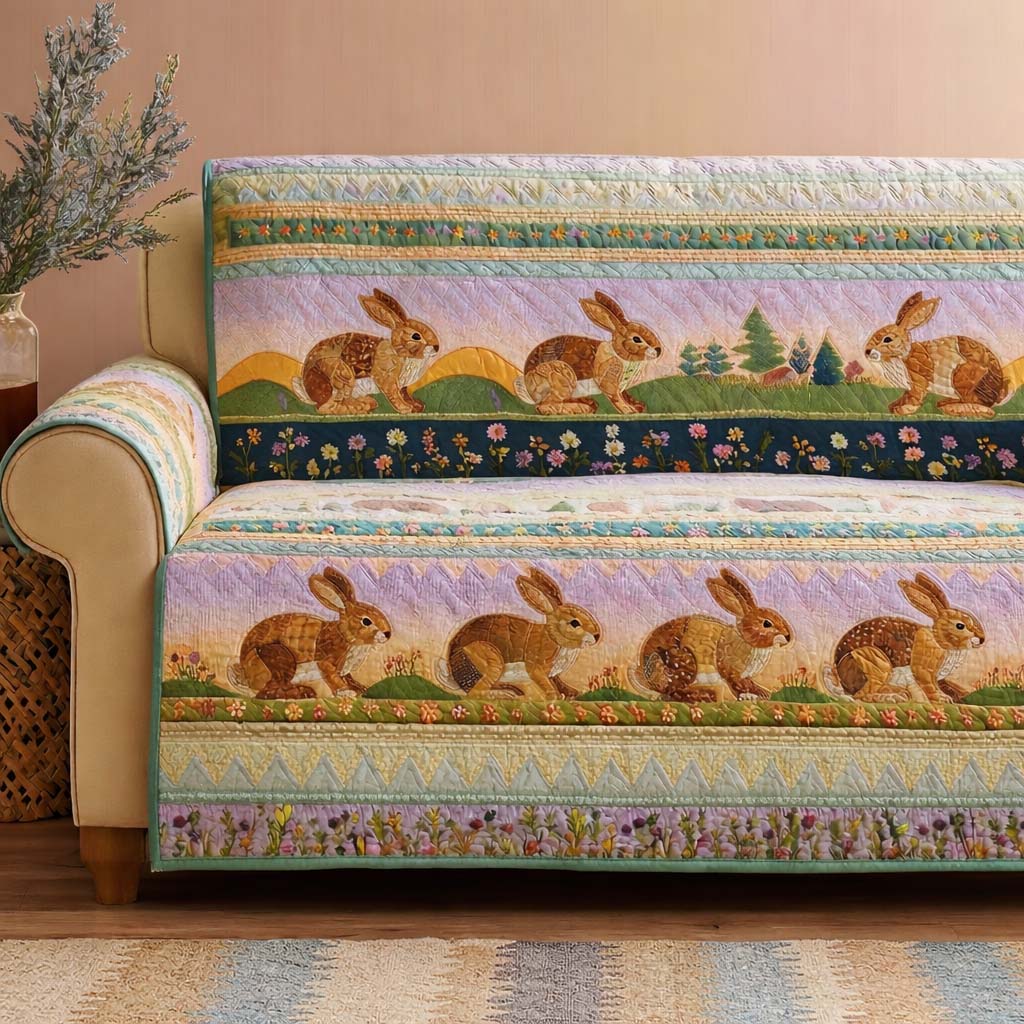 Rabbit Quilted Sofa Cover Spring Home Couch Cover Gifts For New Homes - Tradiviet