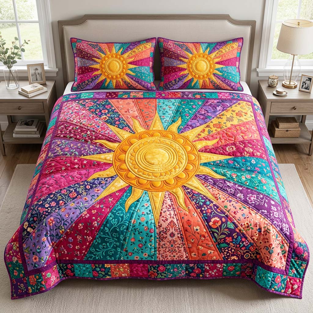 Radiant Bloom Quilted Bedding Set Radiant Bloom Sanctuary Gift For Radiant Bloom - Tradiviet