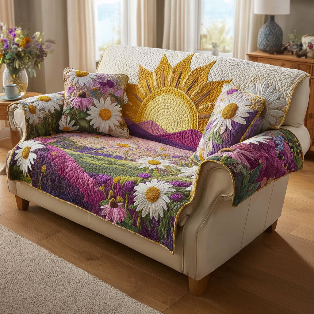 Radiant Bloom Quilted Sofa Cover Couch Covers Perfect Mother' Day Gifts - Tradiviet