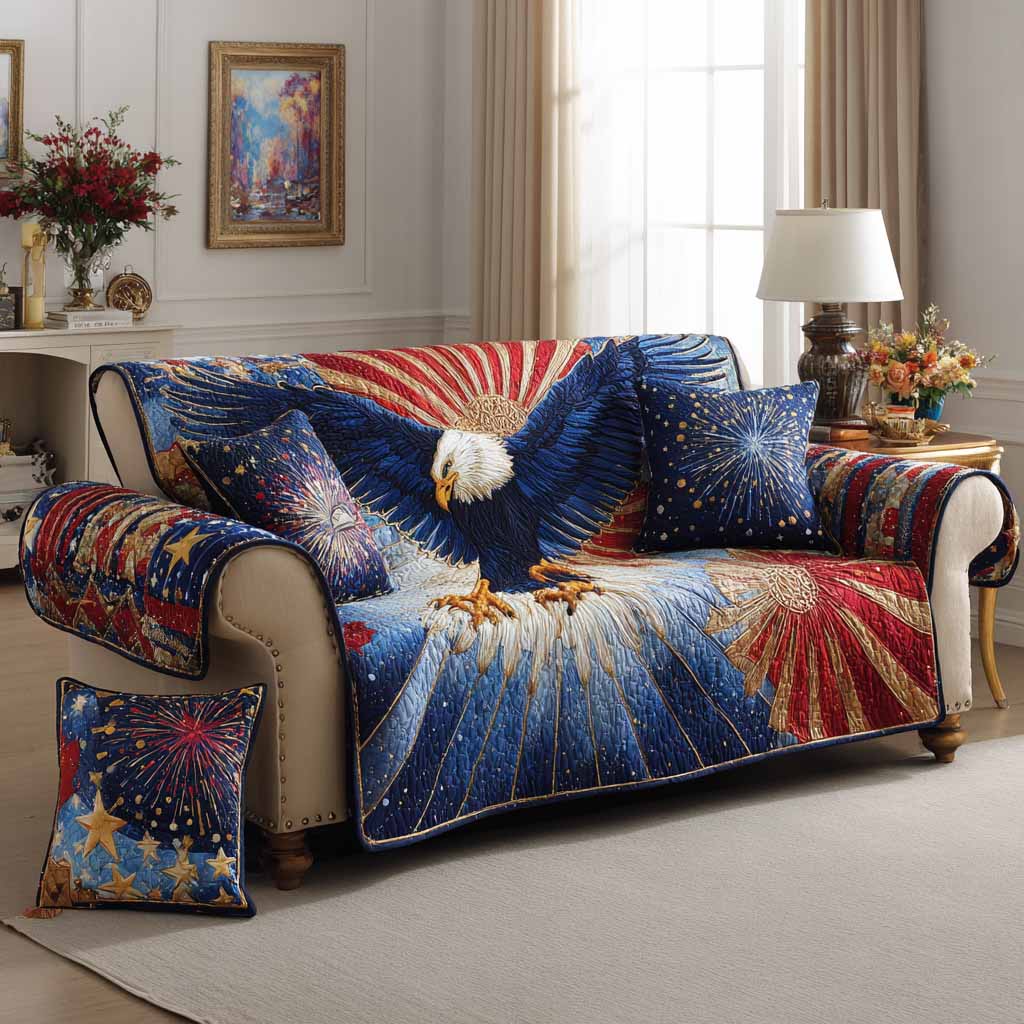 Radiant Glory Quilted Sofa Cover Rustic Room Decor Best Home Decor Gifts - Tradiviet
