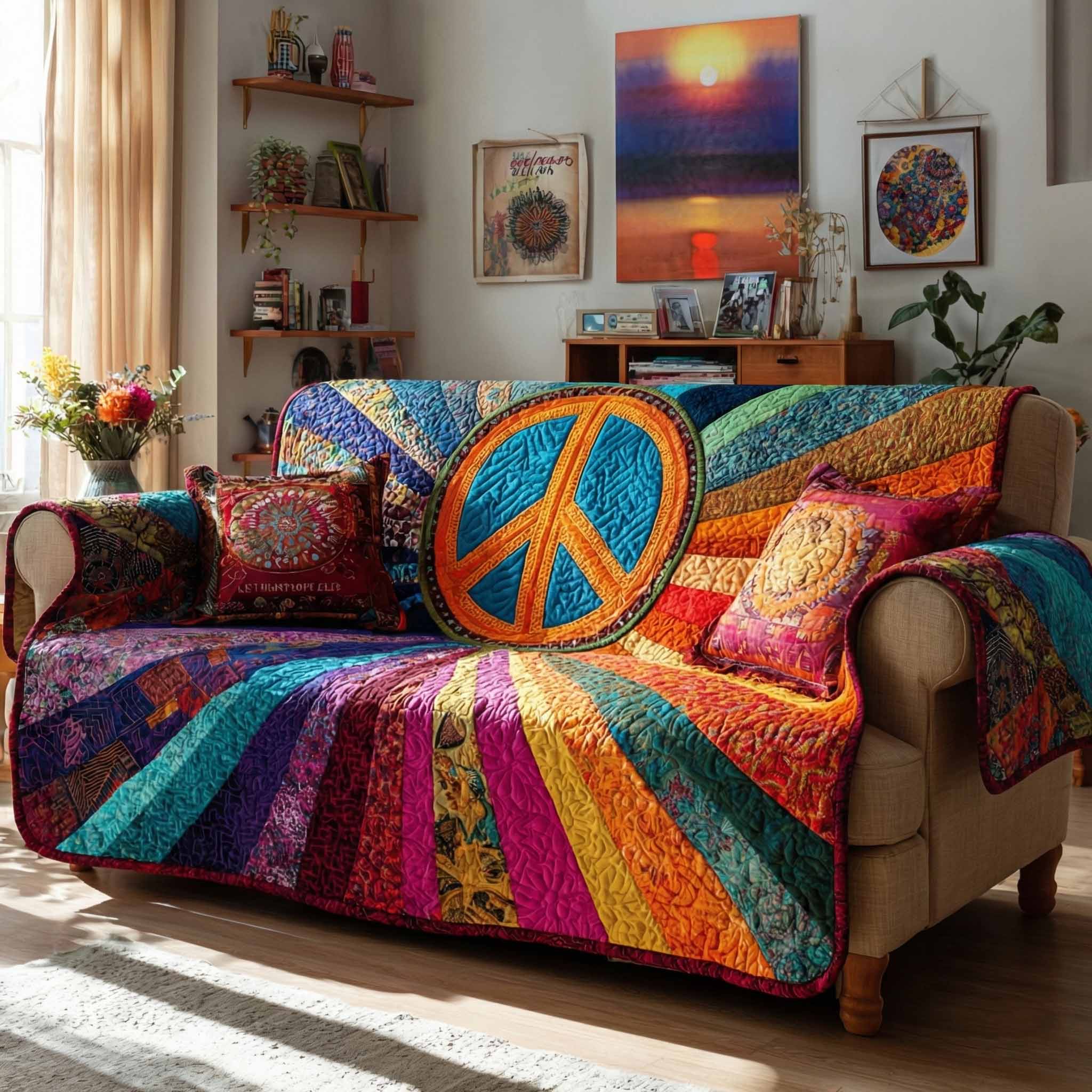 Radiant Harmony Quilted Sofa Cover Room Decor Ideas Cozy Home Decor Gifts - Tradiviet