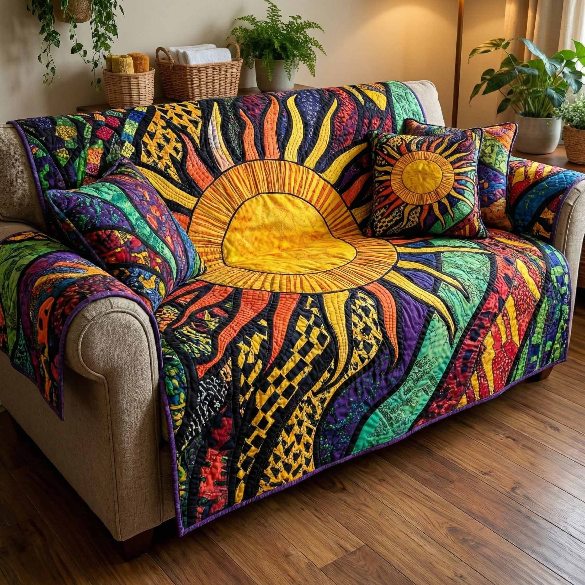 Radiant Spiral Quilted Sofa Cover Sofa Furniture Slip Covers Perfect Mother' Day Gifts - Tradiviet