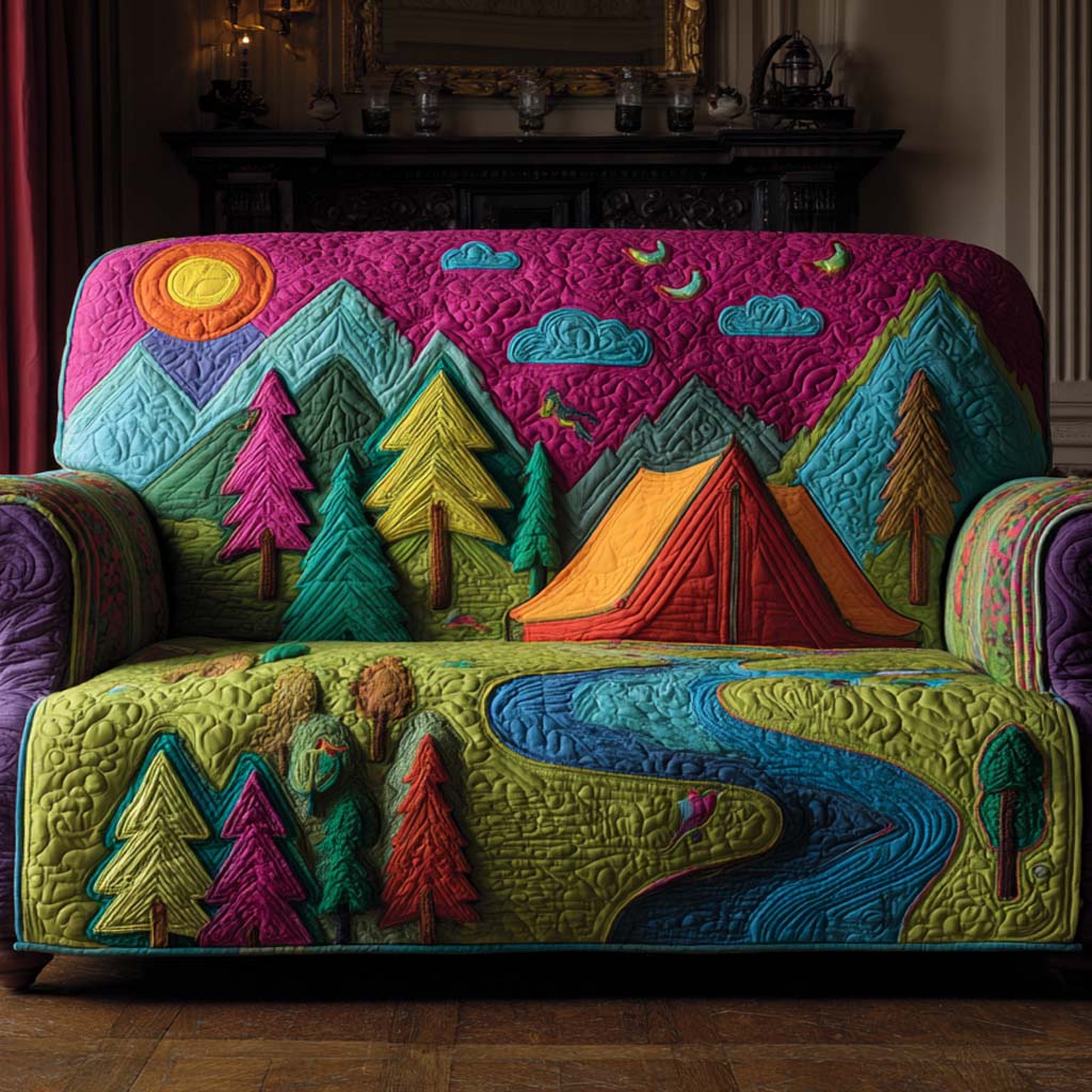 Rainbow Forest Camp Quilted Sofa Cover Living Room Decor Home Decor Gift Ideas - Tradiviet