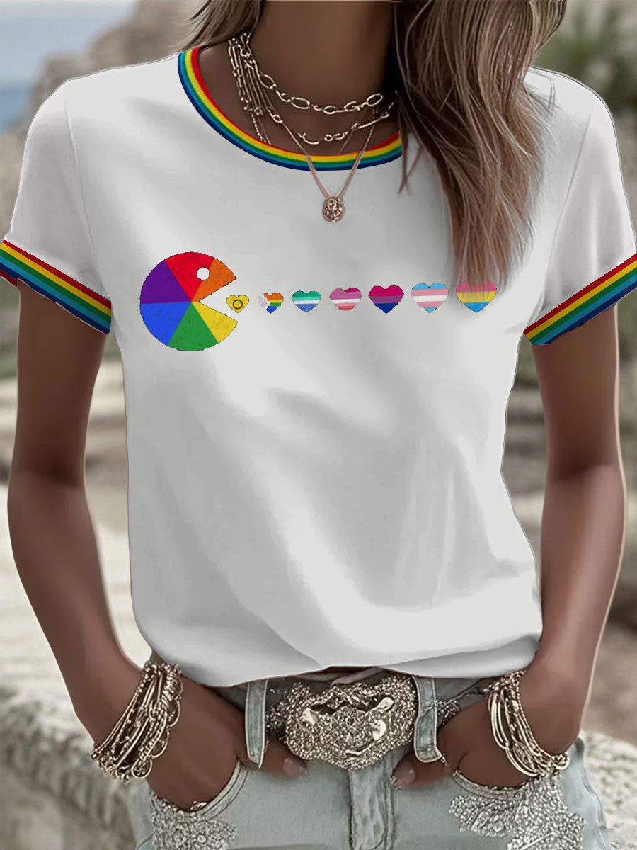 Rainbow Gamer Pac-Man Shirt Inclusive LGBTQ Flags Pride Merch Gift For Game Lovers - Tradiviet - Image 2