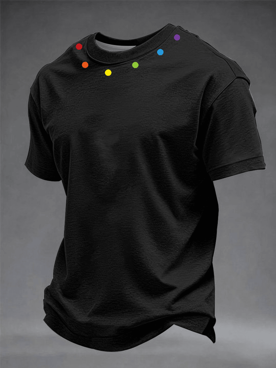 Rainbow Polka Dot Neckline Minimalist Shirt Pride Merch Gift For Simple Style Lovers - Tradiviet - Image 2