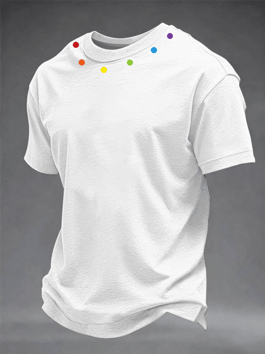 Rainbow Polka Dot Neckline Minimalist Shirt Pride Merch Gift For Simple Style Lovers - Tradiviet