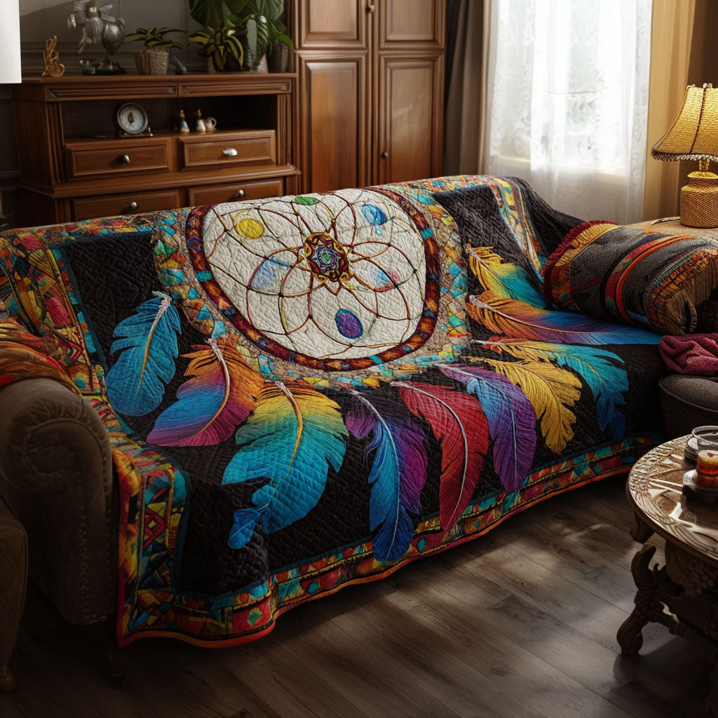 Rainbow Spirit Lodge Quilted Sofa Cover Best Sofa Cushion Covers Native American Gift Ideas - Tradiviet