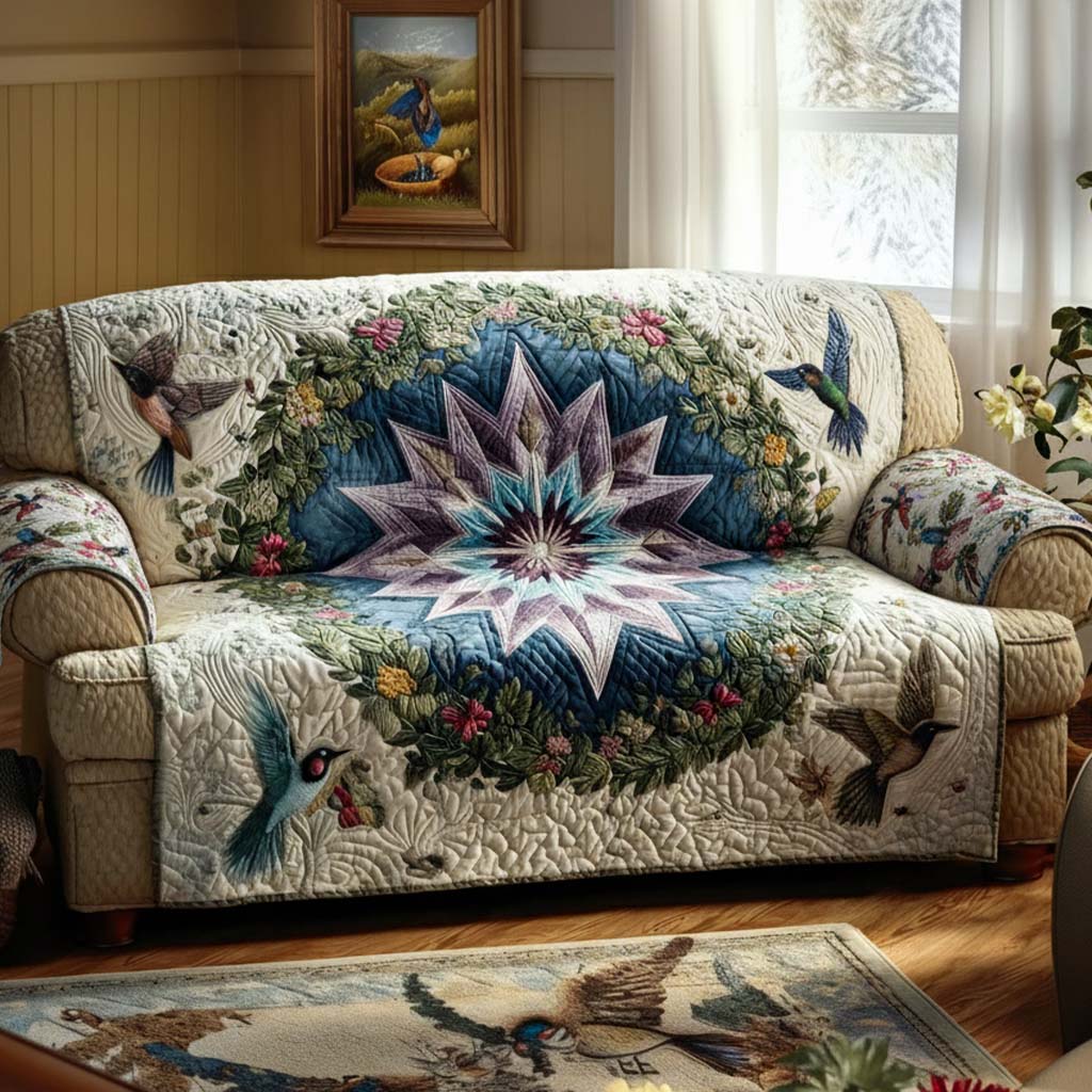 Rainbow Wings Quilted Sofa Cover Wall Room Decor Present For House Lovers - Tradiviet