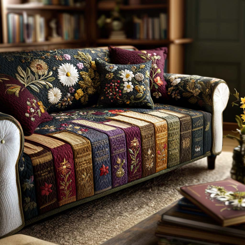 Reading Bliss Quilted Sofa Cover Couch Covers For Couches Best Gifts For Book Readers - Tradiviet