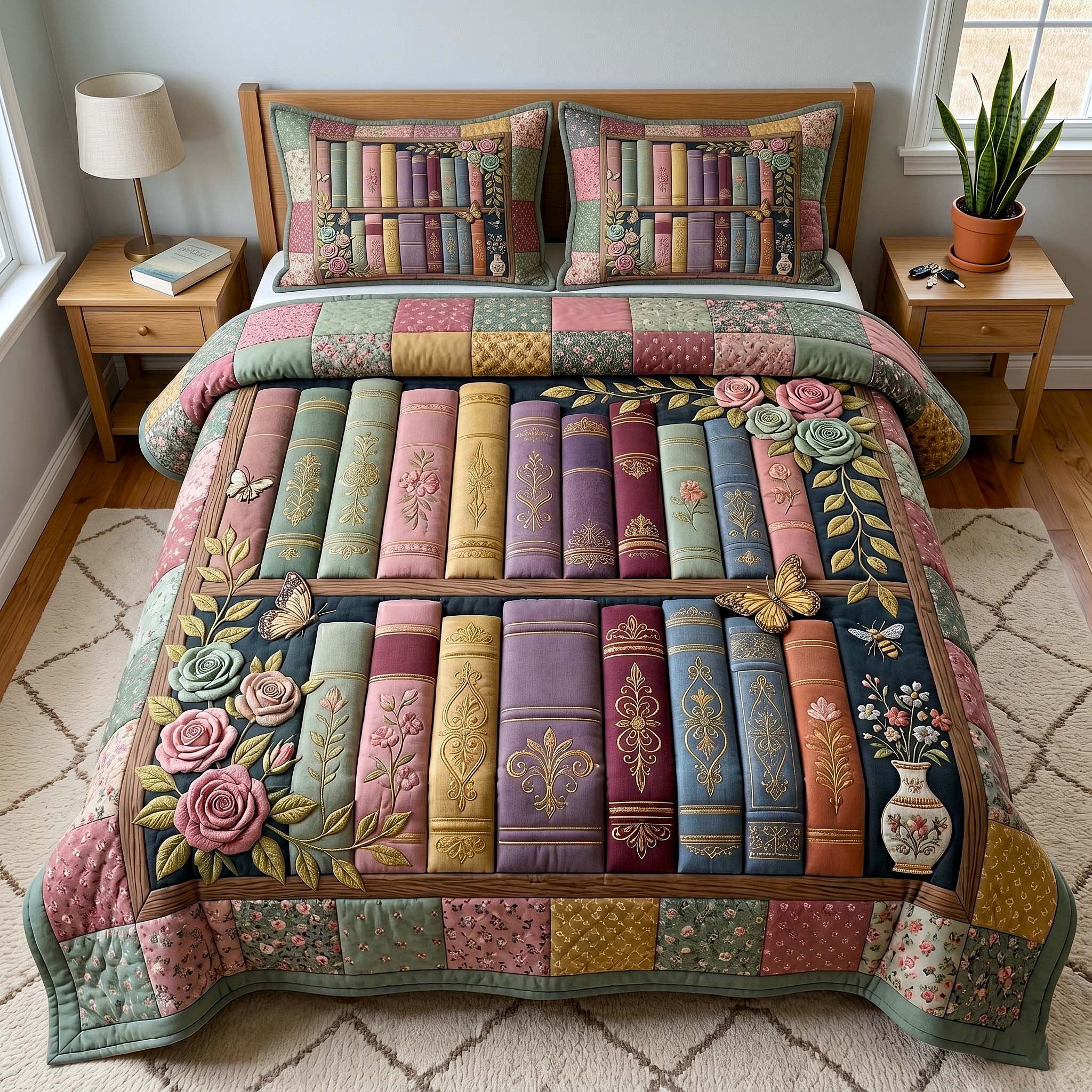 Reading Nook Quilted Bedding Set Reading Nook Houseware Gift For Reading Lovers - Tradiviet
