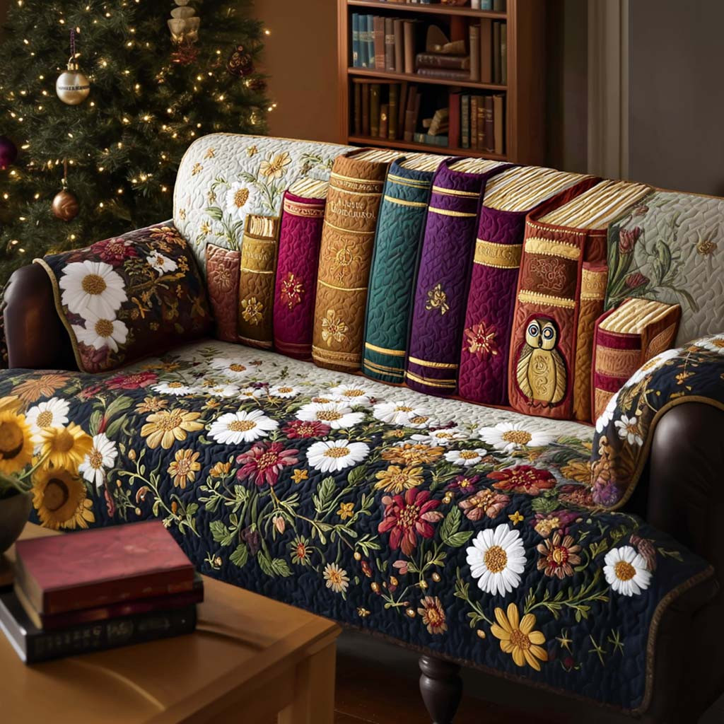 Reading Retreat Quilted Sofa Cover Sofa Couch Cover Gift For Book Lover - Tradiviet