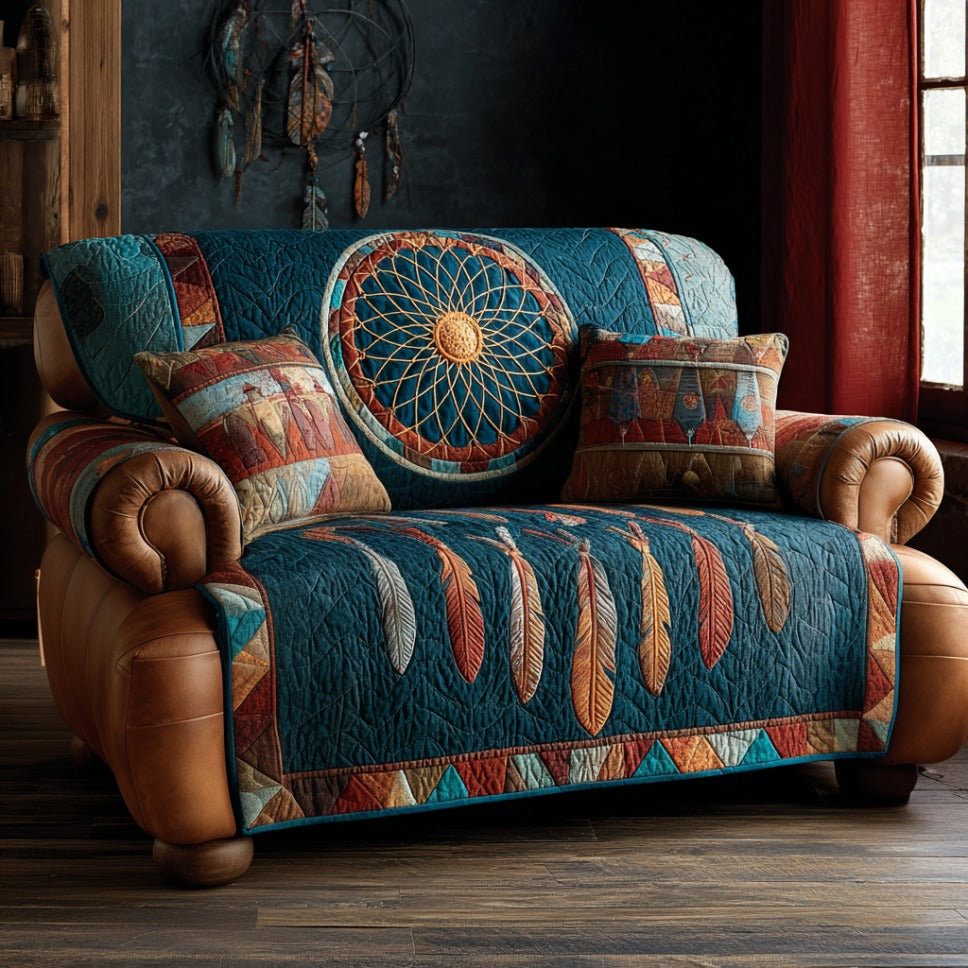 Red Canyon Quilted Sofa Cover Modern Room Decor Gifts For Home Lovers - Tradiviet