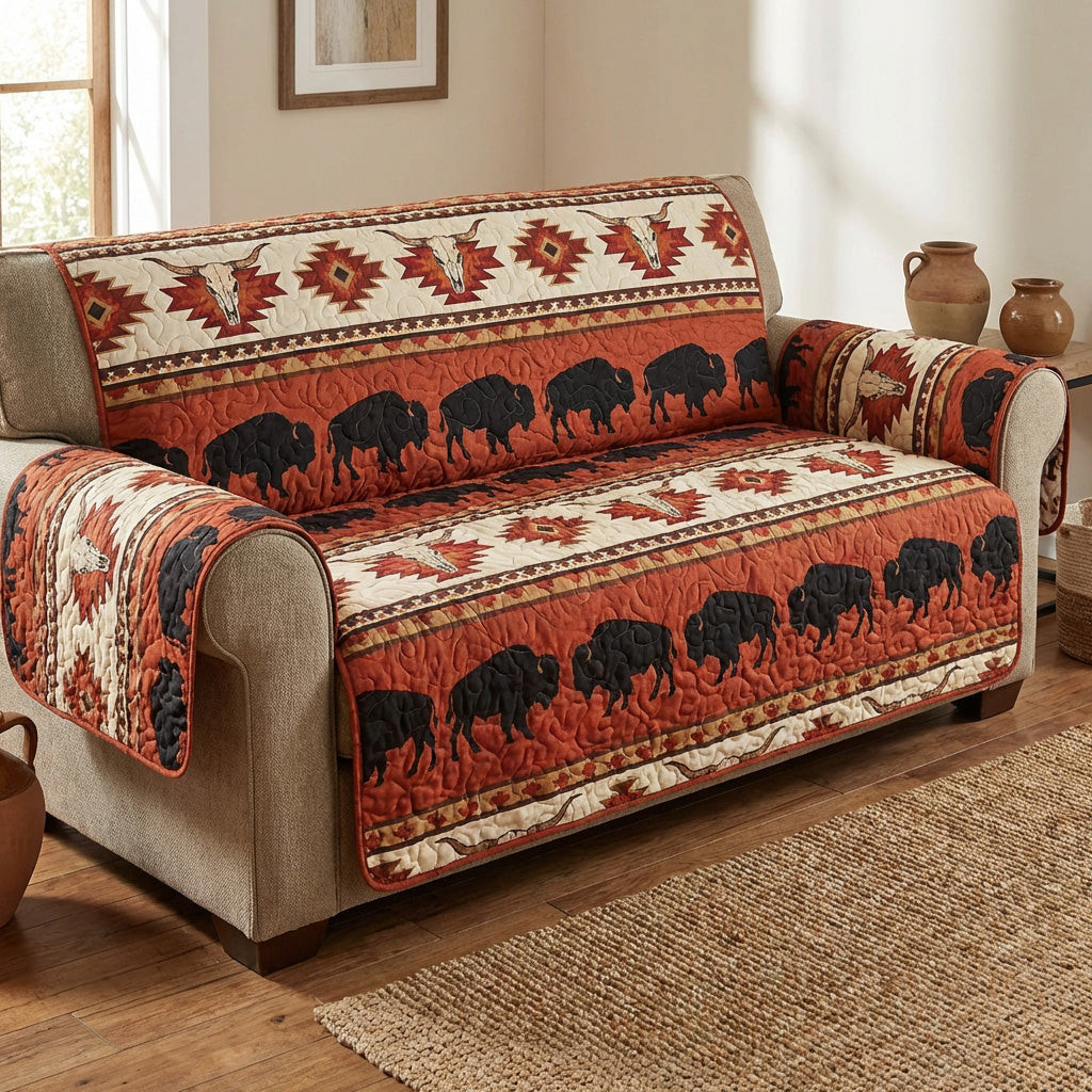 Red Mesa Quilted Sofa Cover Couch Cushion Covers Native American Presents - Tradiviet