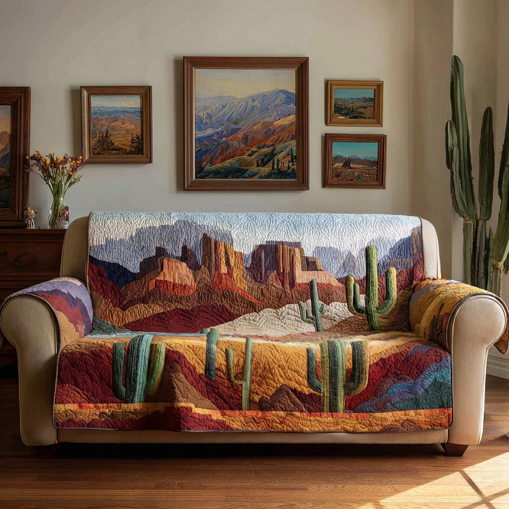 Red Rock Panorama Quilted Sofa Cover Unique Room Decor Home Gift For Her - Tradiviet