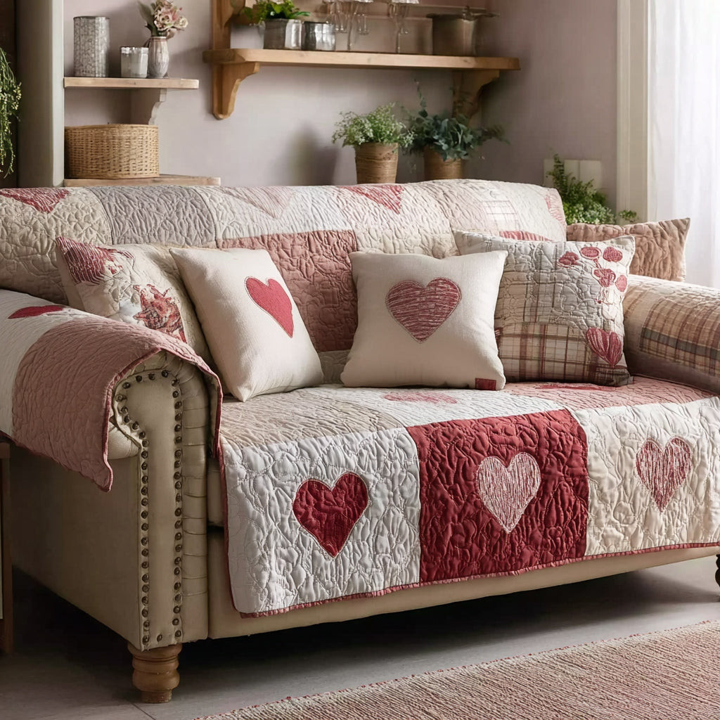 Redwood Valentine Cozy Quilted Sofa Cover Sofa Blanket Cover Valentine Day Presents For Wife - Tradiviet