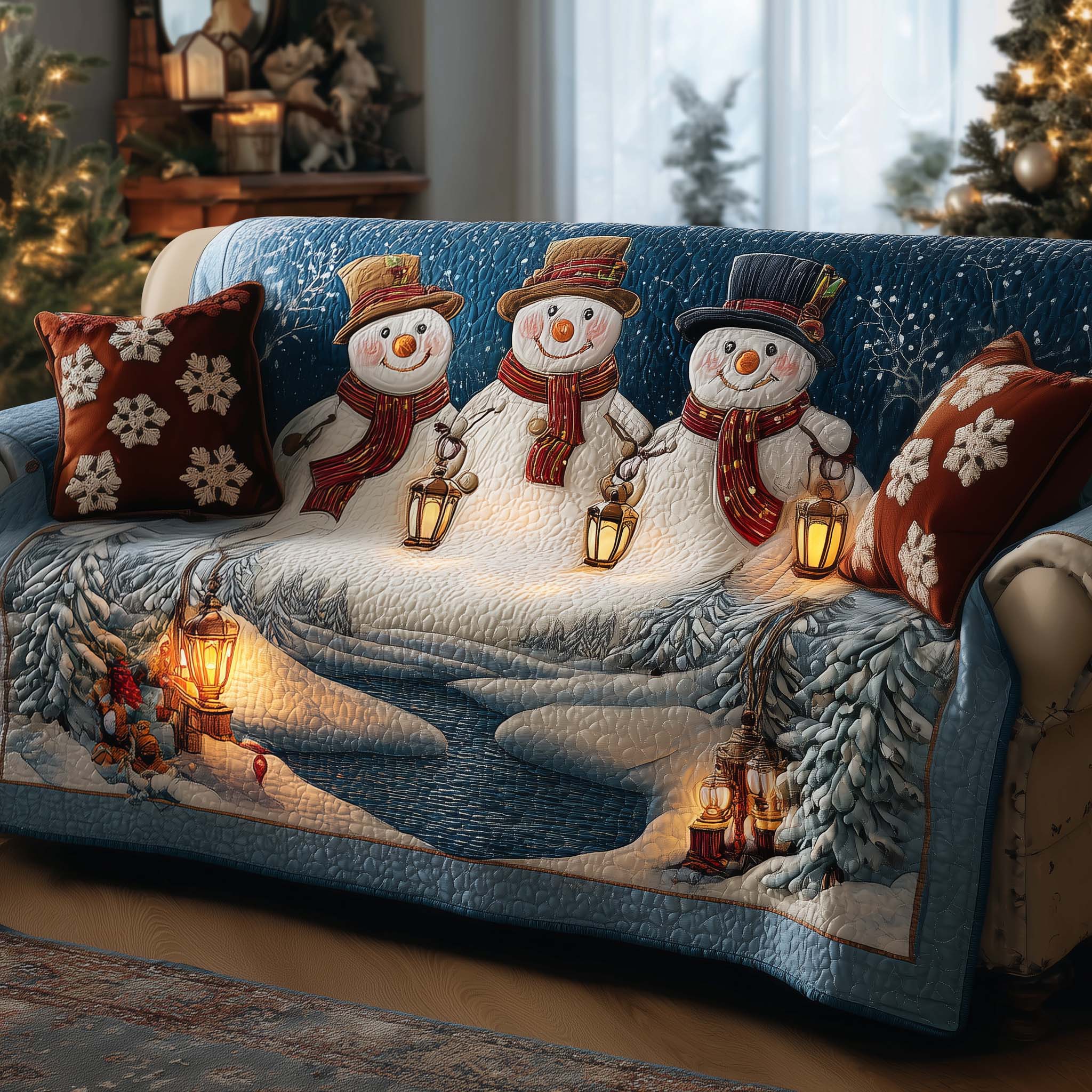River Family Quilted Sofa Cover Lakeside Home Couch Cover Great Housewarming Gift Ideas - Tradiviet