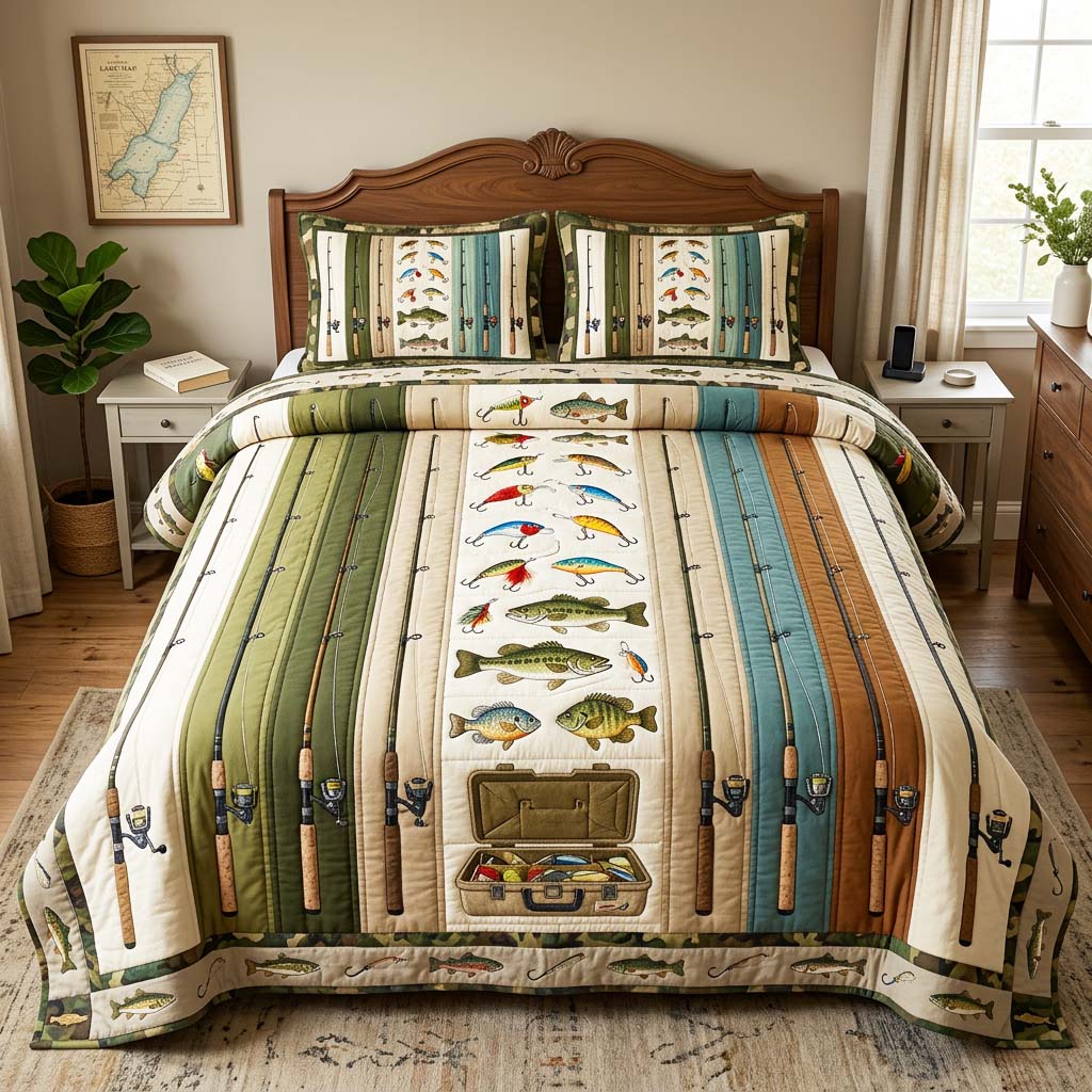Rod Line Quilted Bedding Set Rod Line Peace Gift For Rod Line - Tradiviet