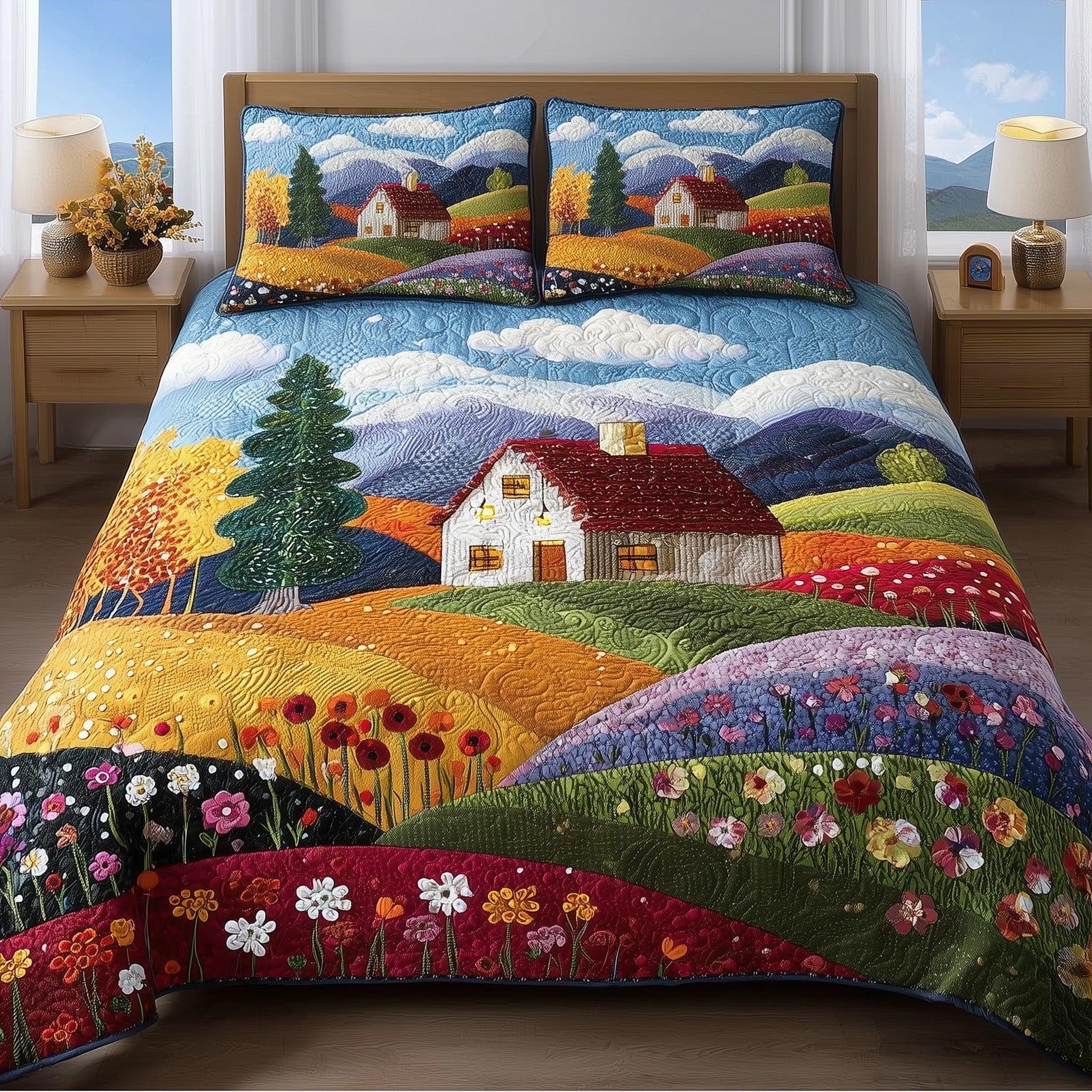 Rolling Heaven Quilted Bedding Set Rolling Heaven Charm Gift For Rolling - Tradiviet