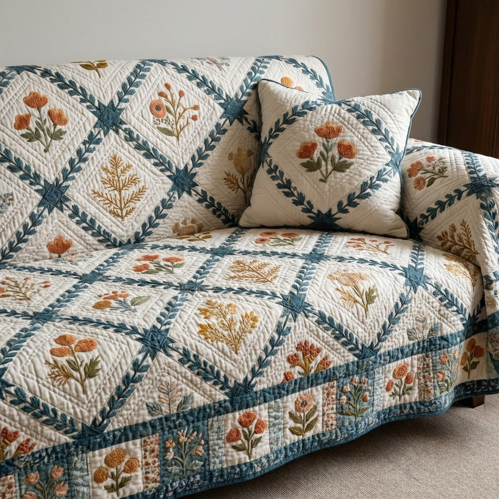 Rose Garden Quilted Sofa Cover Sofa Couch Slipcover Sunflower Items For Gifts - Tradiviet