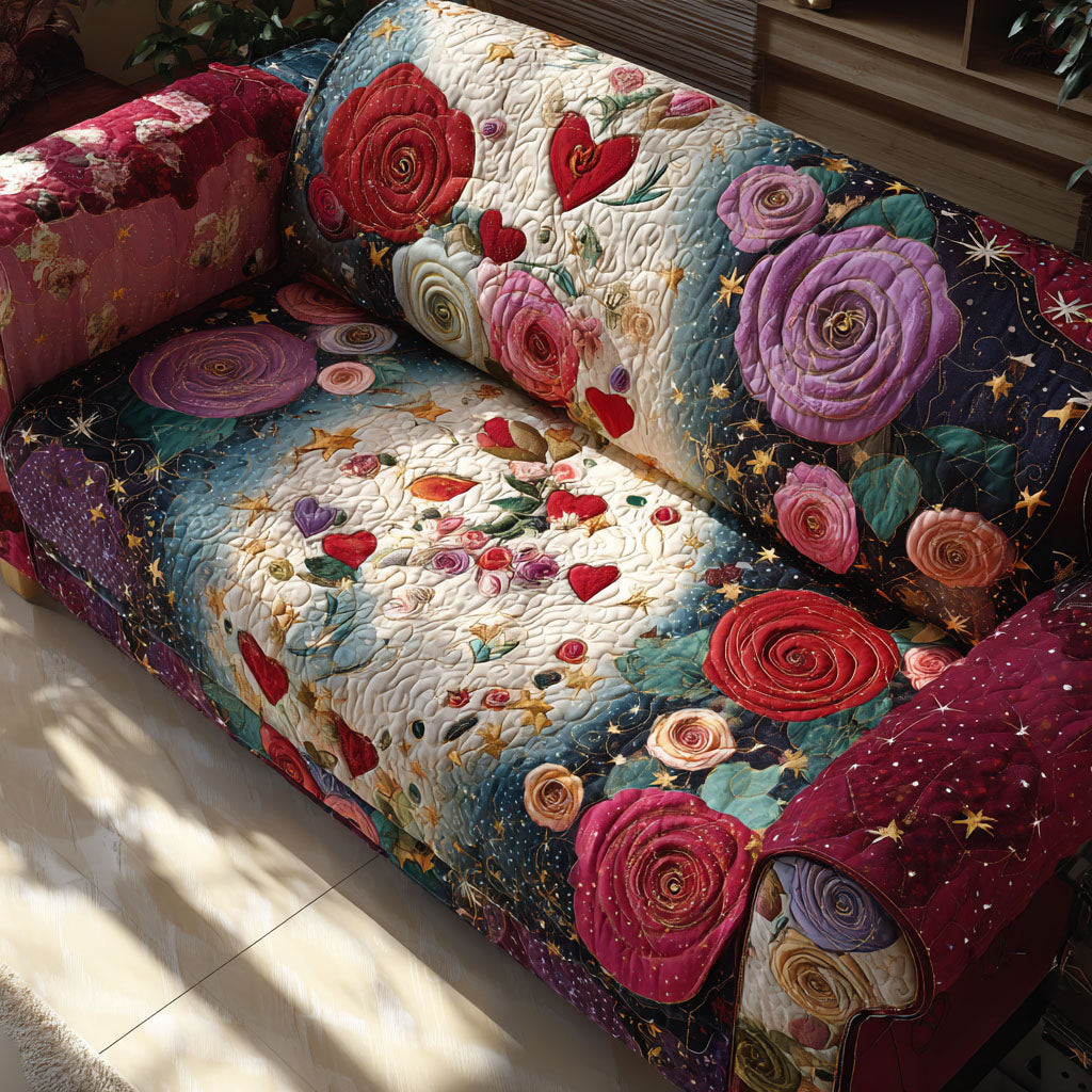 Rose Harmony Quilted Sofa Cover Best Slipcovers Valentine Day Ideas For Girlfriend - Tradiviet