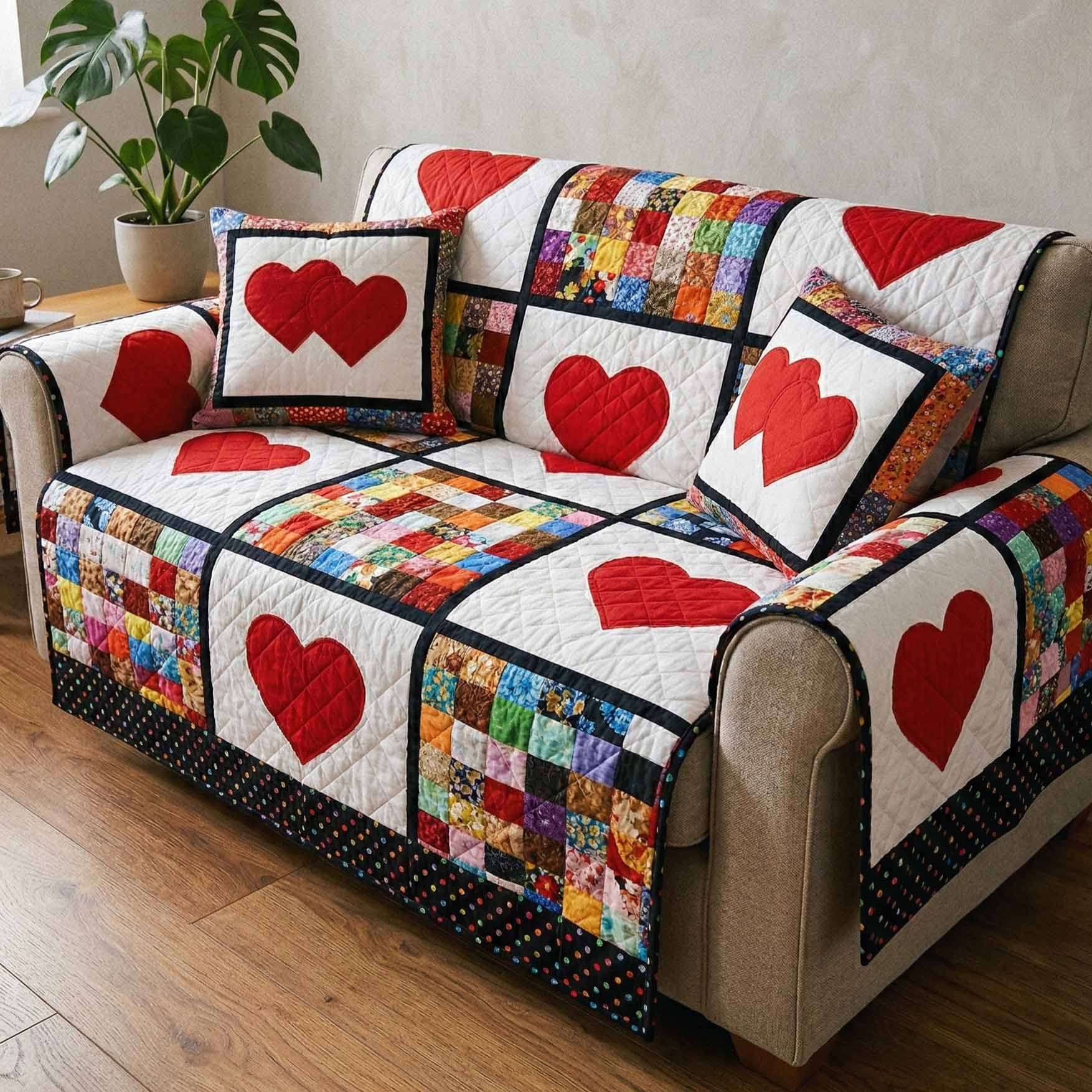 Rose Patch Quilted Sofa Cover Covers For Sofas Xmas Presents For Couples - Tradiviet