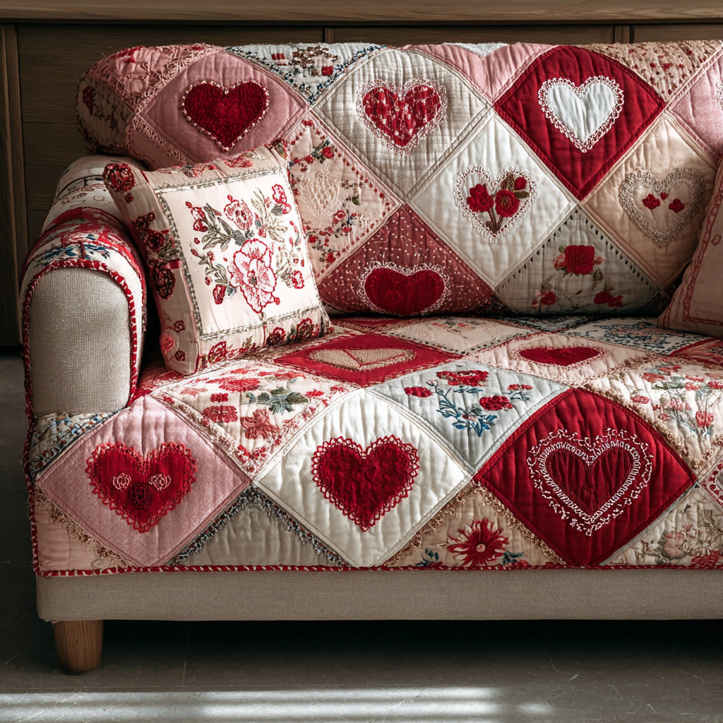 Rose Promise Quilted Sofa Cover Bedroom Room Ideas Gift For Home Decor - Tradiviet