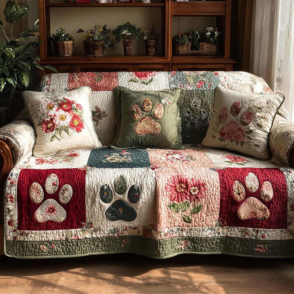 Rosy Paw Quilted Sofa Cover Sofa Saver Covers Gift Idea For Dog Pet Lovers - Tradiviet