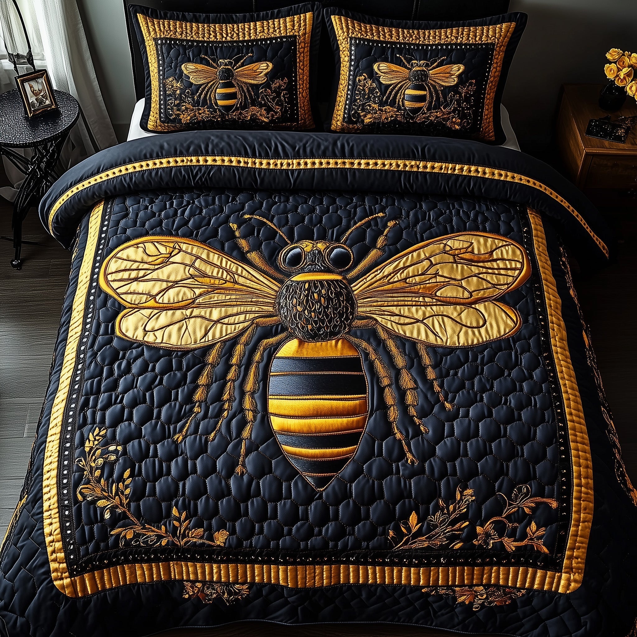 Royal Bee Quilted Bedding Set Royal Bee Appeal Gift For Royal Fans - Tradiviet