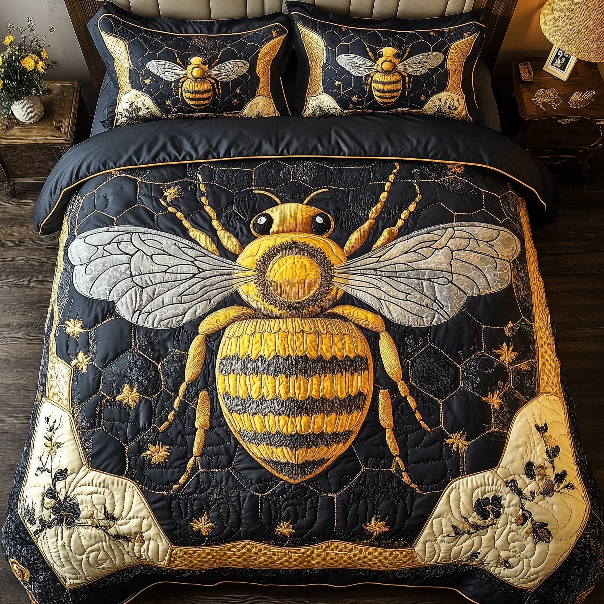 Royal Bee Quilted Bedding Set Royal Bee Aura Gift For Royal Family - Tradiviet